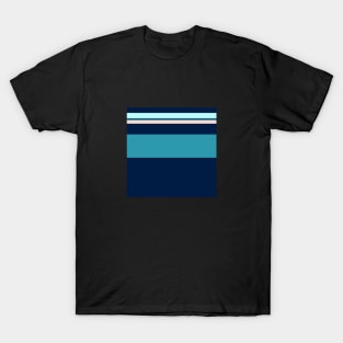 An unparagoned recipe of Oxford Blue, Deep Sea Blue, Christmas Blue, Pale Cyan and Pale Pink stripes. - Sociable Stripes T-Shirt